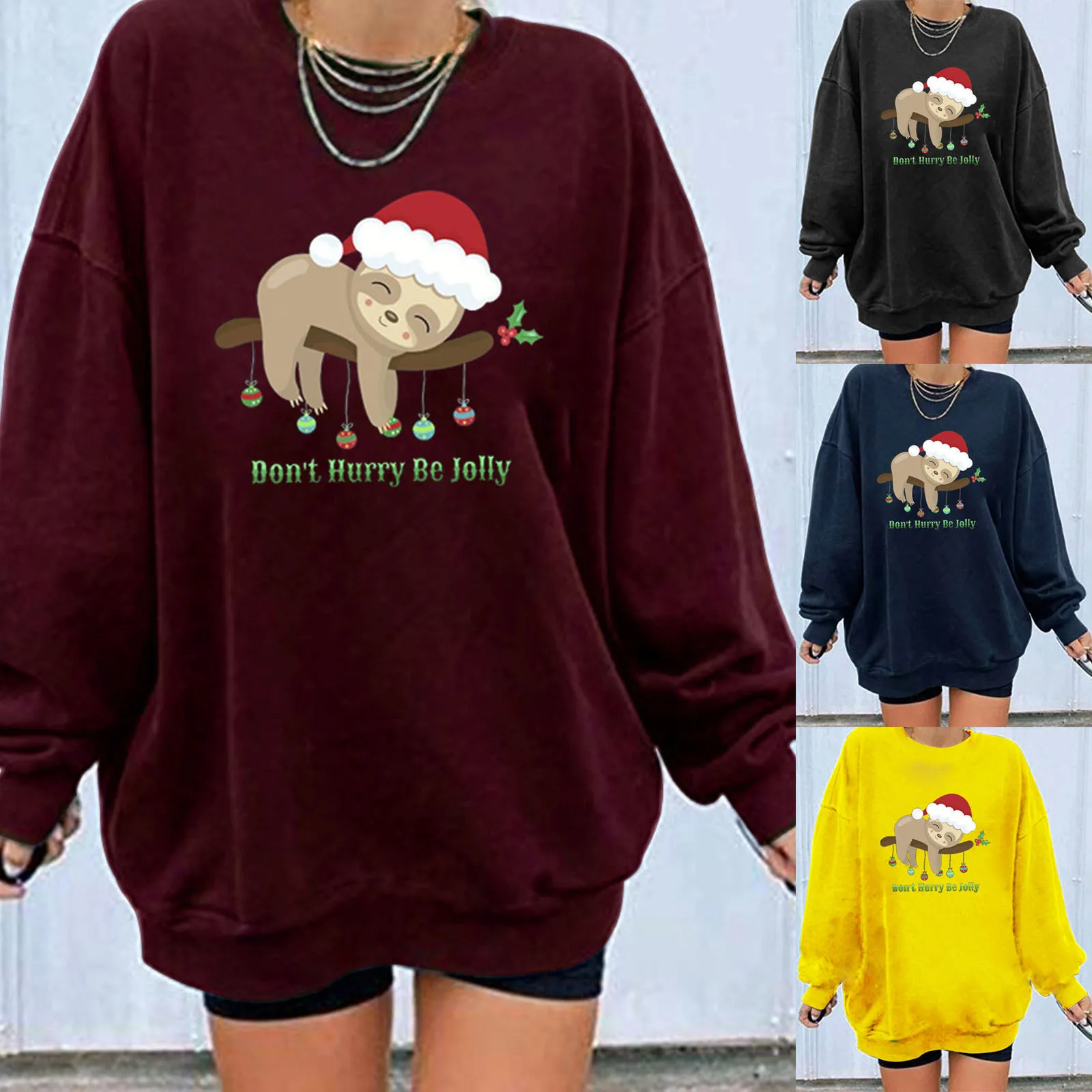 

Fashion Women's Christmas Printed Winter Sudadera Mujer Oversized Dress Long Sleeve Ladies Sweatshirt Tops